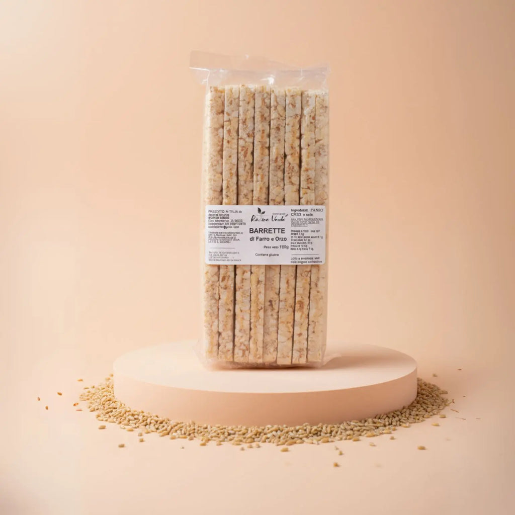 barrette di farro e orzo realizzate con farro e orzo coltivati e raccolti in Molise