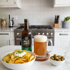 aperitivo per 2 con birra artigianale english ipa, patatine e olive 