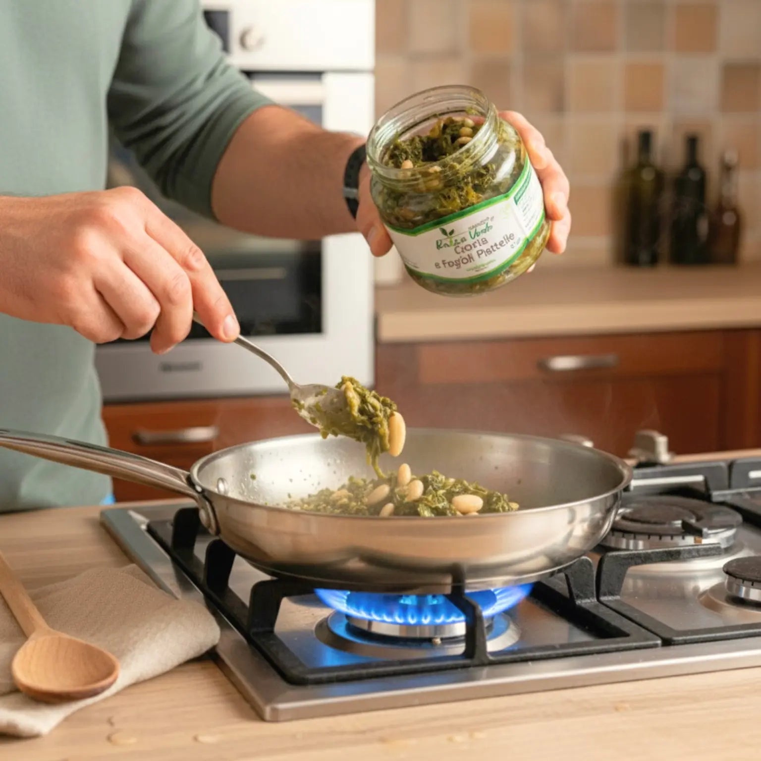 Cicoria e fagioli piattalle cucinato in padella e pronto in 15 minuti