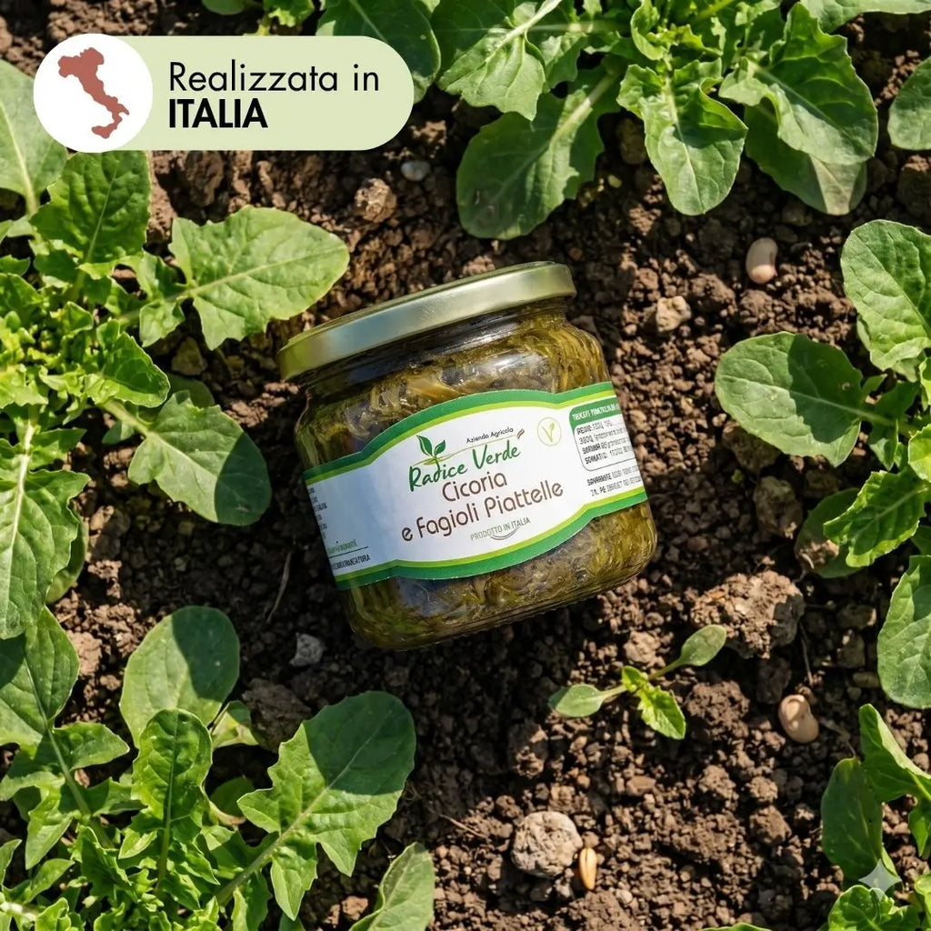 cicoria e fagioli piattelle realizzata in italia, da un produttore locale del Molise
