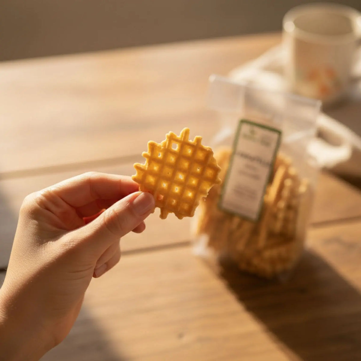 colazione con ferratelle senza zucchero realizzate artigianalmente in Molise da un produttore locale. 