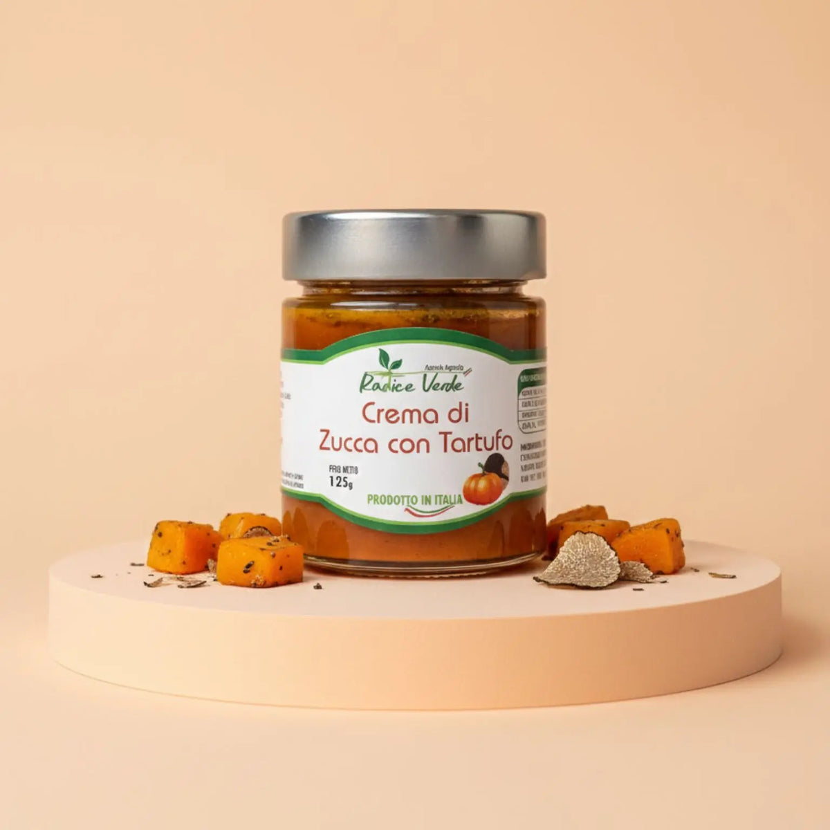 crema di zucca e tartufo nero in vetro realizzata artigianalmente in italia da mani esperte