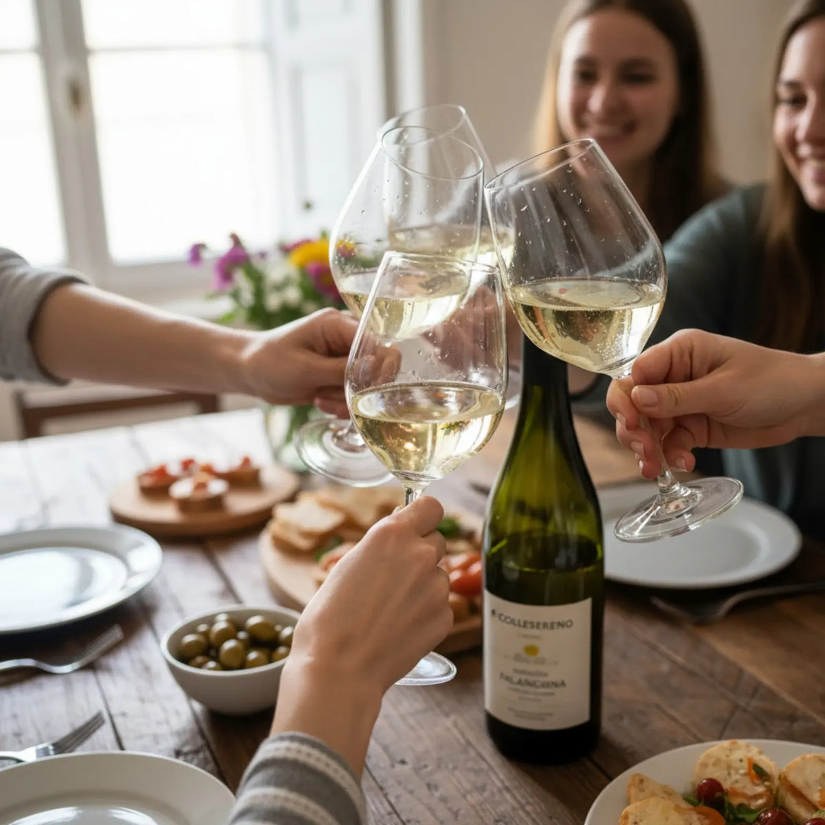 cena tra amici con falanghina bio del molise