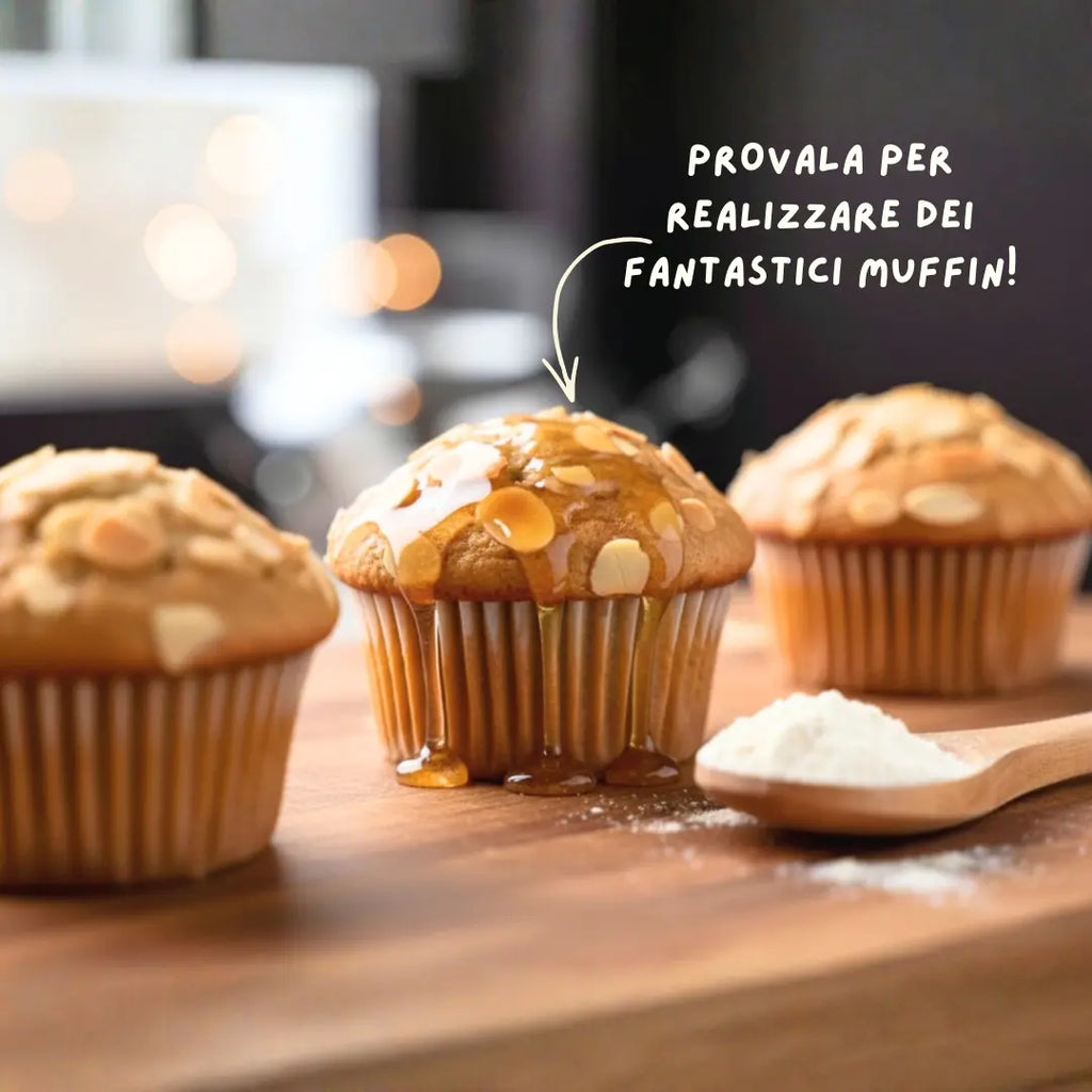 la farina di farro integrale è perfetta per ricette sia dolci che salate: provala per realizzare di fantastici muffii da mangiare a colazione o merenda!