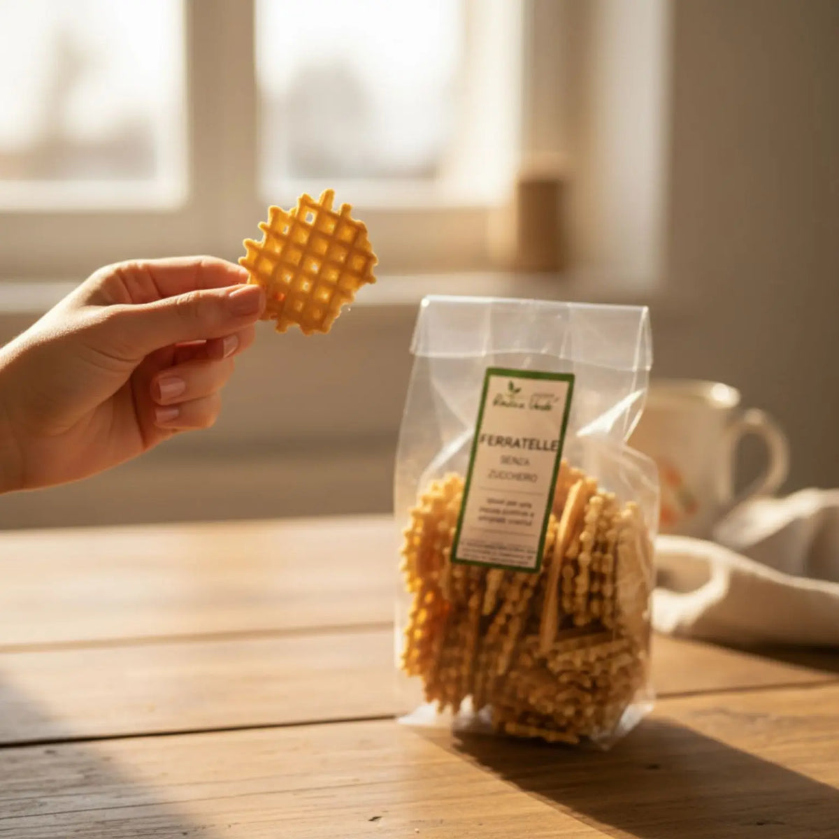 merenda con ferratelle senza zucchero realizzate artigianalmente in Molise da un produttore locale. 