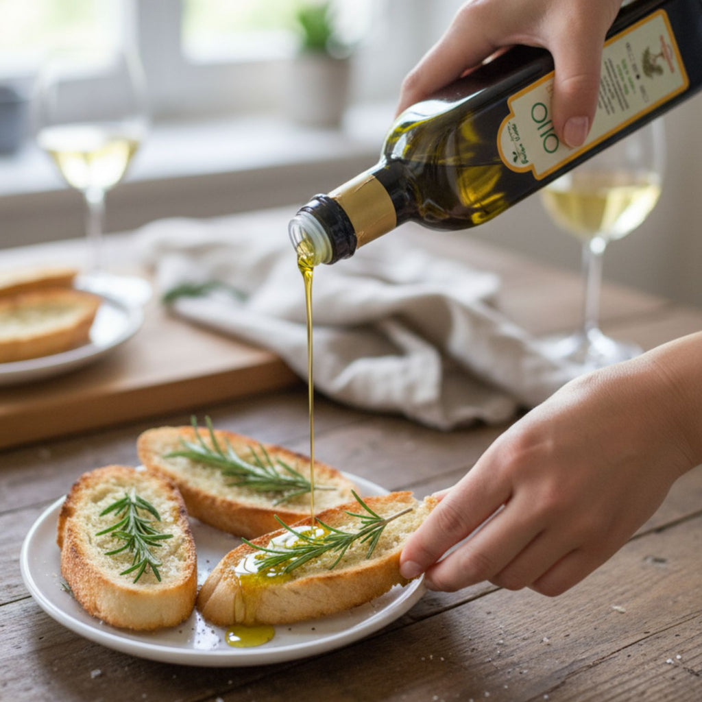 bruschette di pane artigianale con rosmarino e olio extravergine di oliva