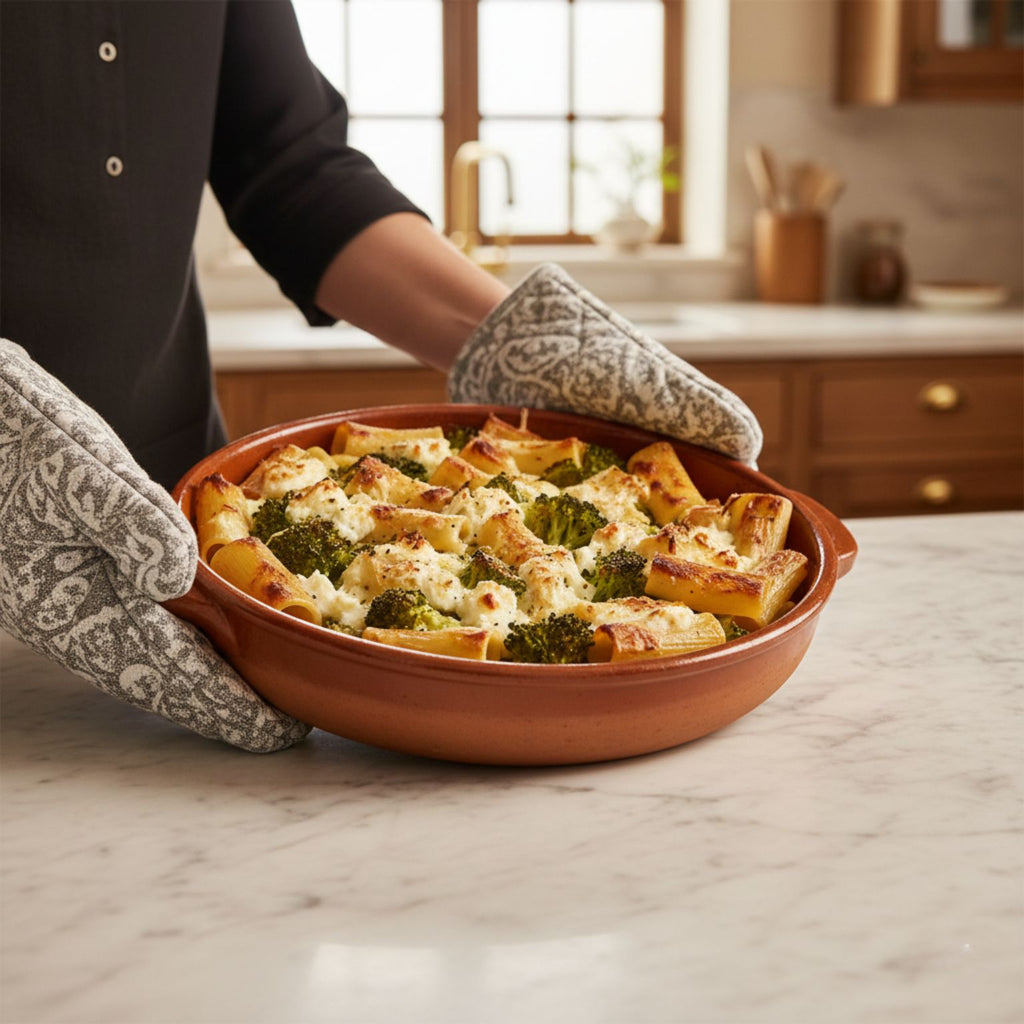 Paccheri artigianali di grano duro senatore cappelli al forno con broccoli, ricotta e mozzarella