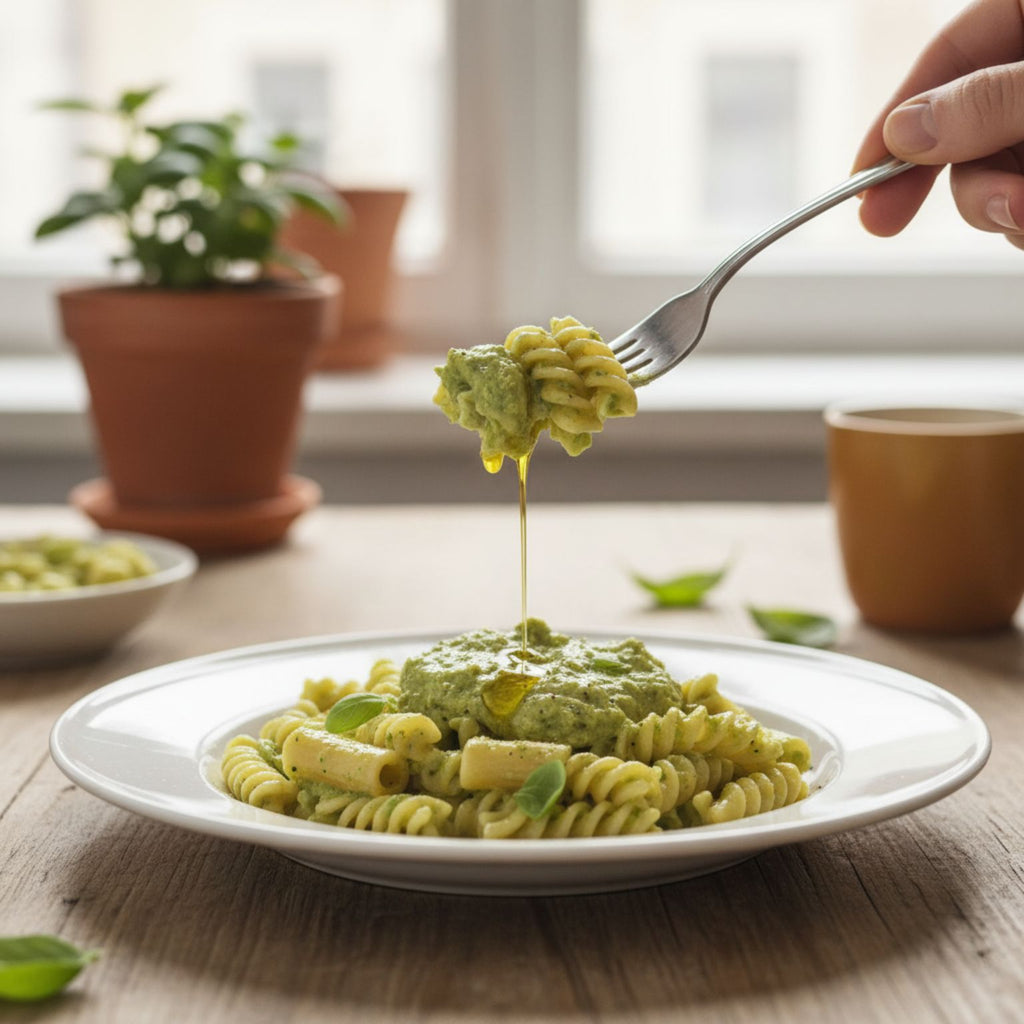 pasta di grano senatore cappelli condita con crema di carciofi realizzata artigianalmente in Italia