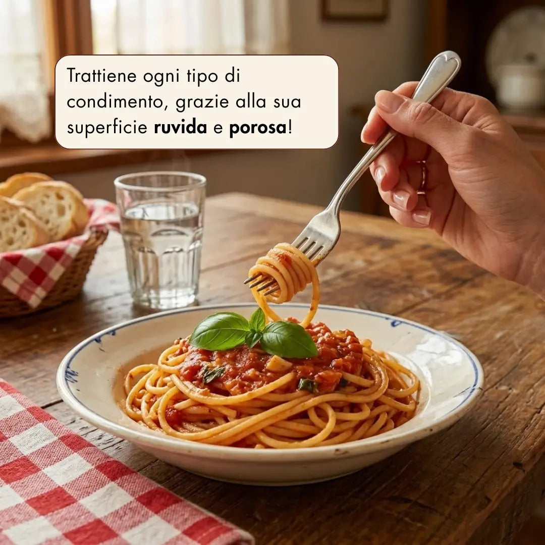 spaghetti di grano duro senatore cappelli con passata di pomodoro artigianale.