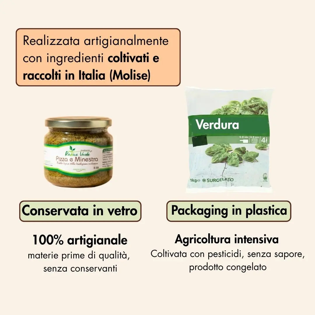 pizza e minestra, piatto pronto conservato in vetro, 100% artigianale e naturale, con materie prime di qualità e senza conservanti