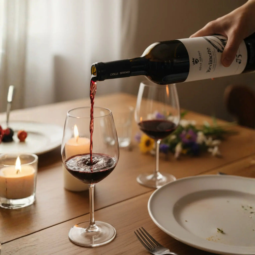 cena accompagnata da vino rosso igp redinotte prodotto in Molise 