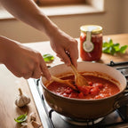 uova al purgatorio con pomodori pelati in vetro realizzati artigianalmente in italia 