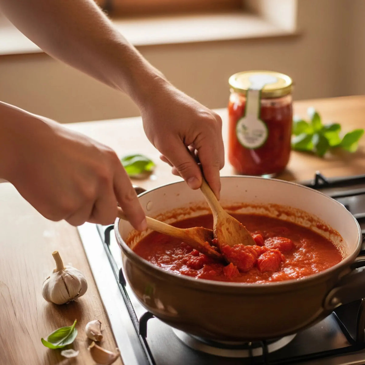 uova al purgatorio con pomodori pelati in vetro realizzati artigianalmente in italia 