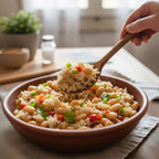 farro al naturale con fagioli piattelle, pomodorini, sedano e carote
