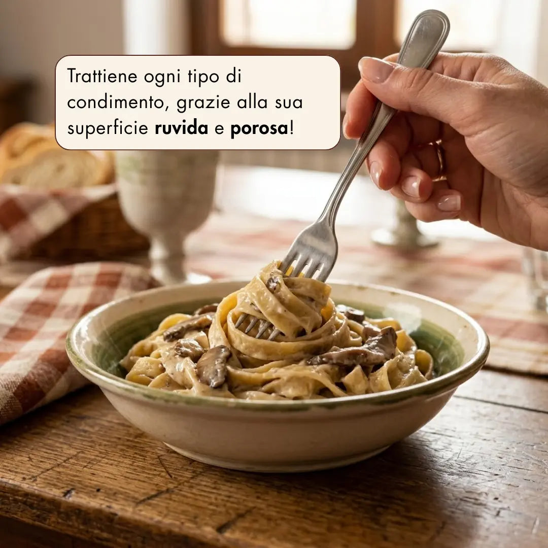 tagliatelle di grano duro senatore cappelli con panna e funghi porcini. 