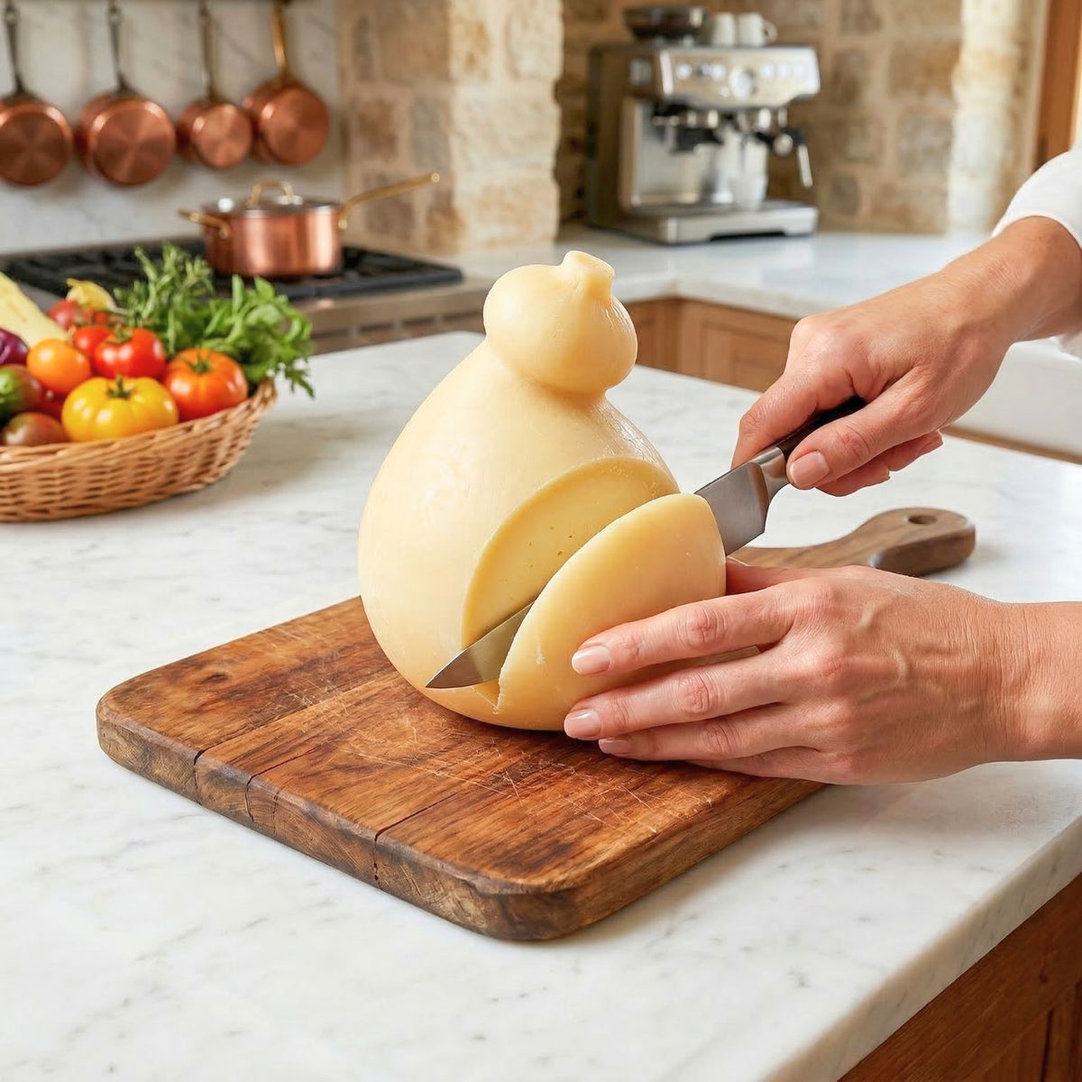 taglio del caciocavallo artigianale molisano