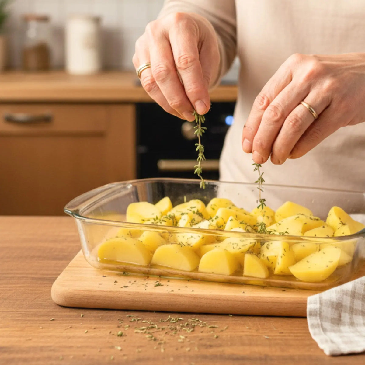 patate al forno condite con timo di qualità
